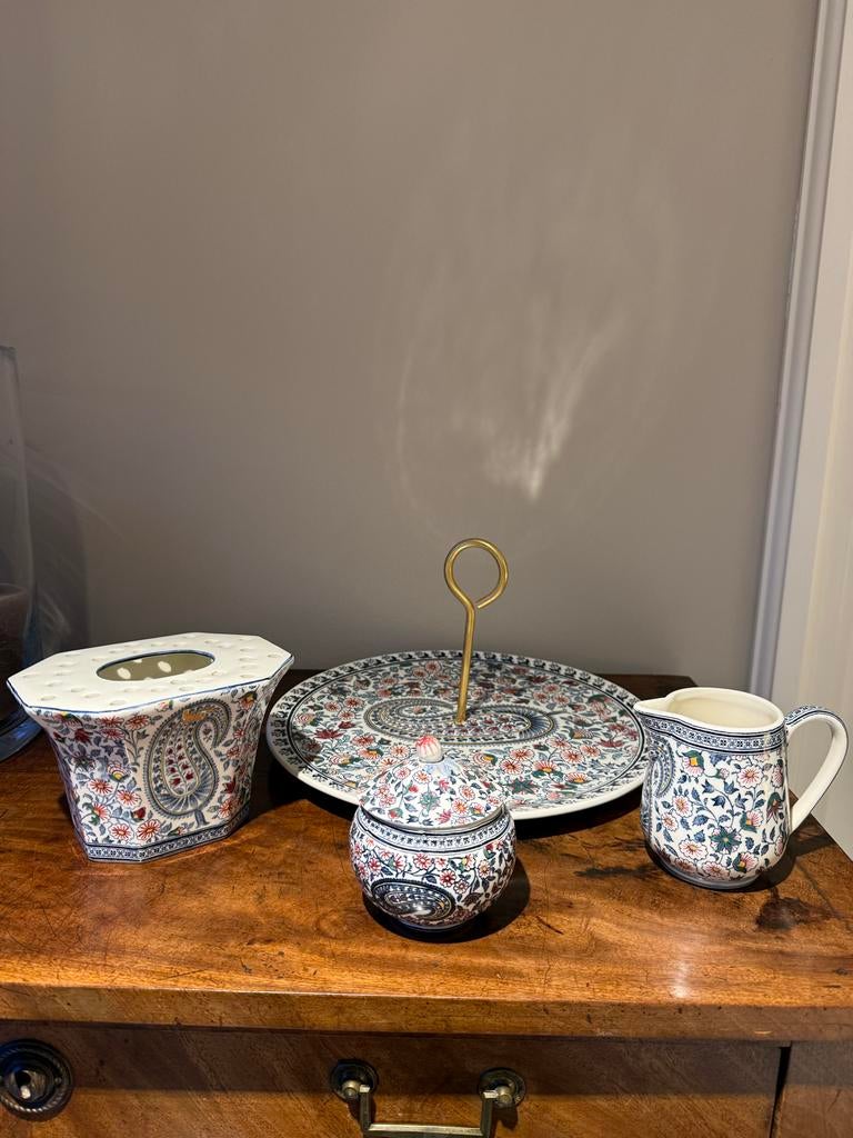 Gien Cachemire Servies Set - Suikerpot, Melkkan, Vaas & Scha, Overige materialen, Overige typen, Ophalen of Verzenden, Zo goed als nieuw