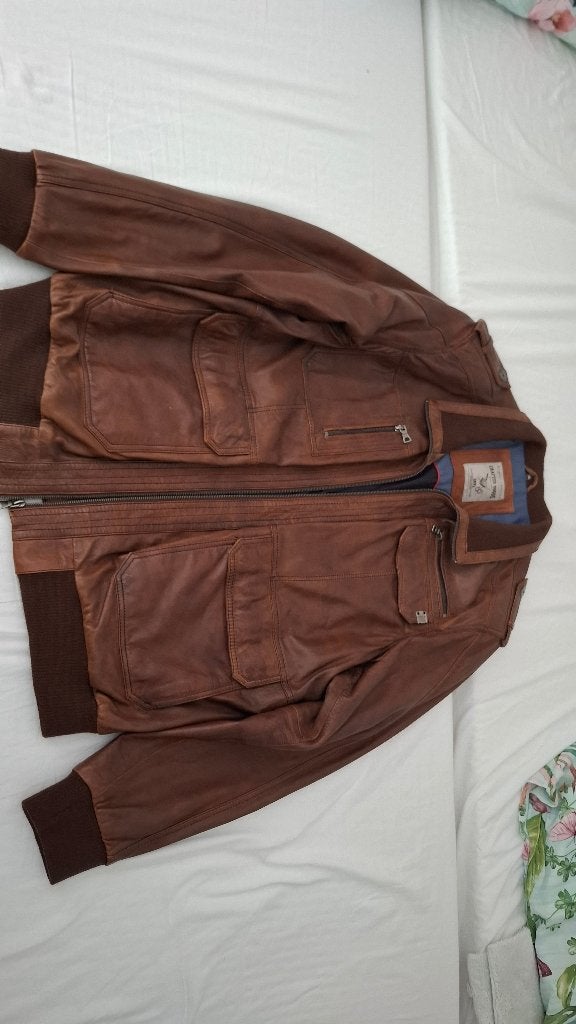 Leren jas, Kleding | Heren, Ophalen, Zo goed als nieuw, Maat 56/58 (XL), Bruin