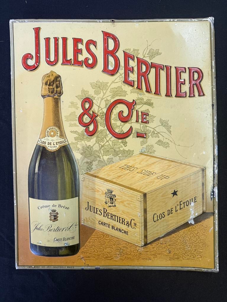 Origineel JULES BERTIER tinnen reclame bordje, Ophalen, Zo goed als nieuw, Reclamebord