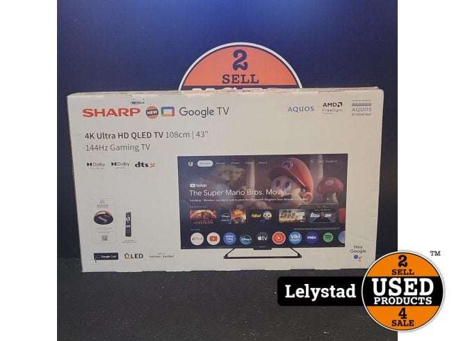 Sharp 43GR8265 43inch 4K UH Qled 144Hz Smart Google TV Nieuw, Sharp, Nieuw, https://global.sharp/contact/, 1 Takumi-cho, Sakai-ku, Sakai City, Osaka 590-8522, Japan