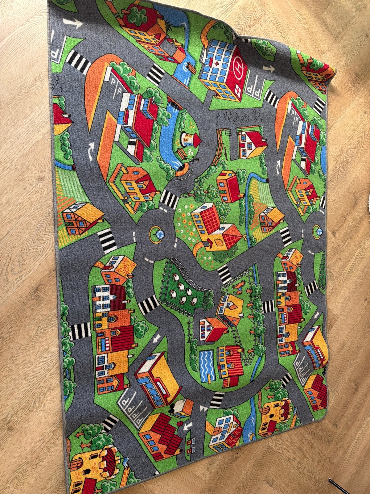 Grote speelmat met wegen en stad - 200x140 cm, Ophalen, Gebruikt, Jongen of Meisje