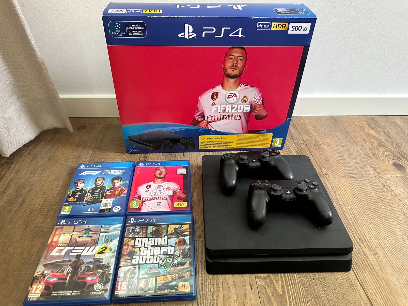PlayStation 4 Slim 500GB met spellen, Ophalen, Met 2 controllers, Zo goed als nieuw, Slim