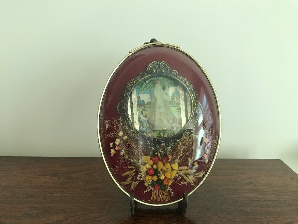 Lijst kader ovaal religie achter bol glas, Antiek en Kunst, Curiosa en Brocante, Ophalen of Verzenden