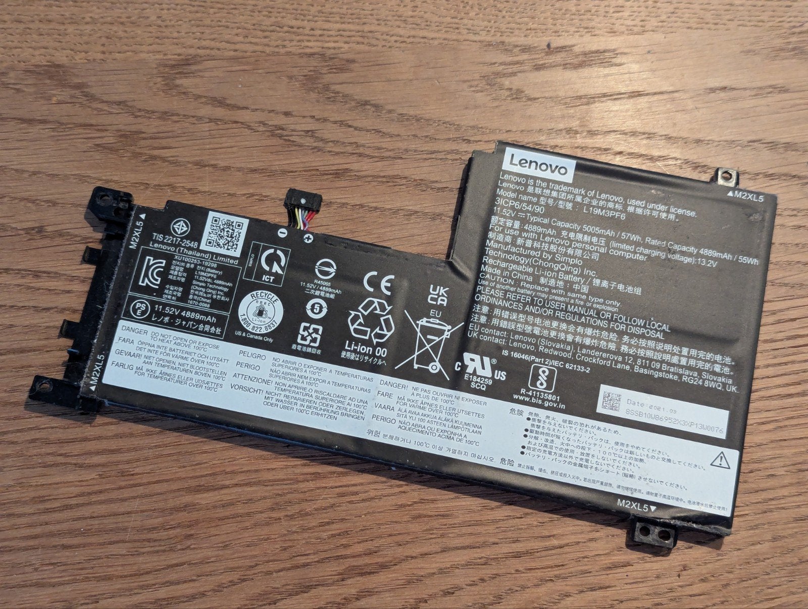 Lenovo laptop accu L19M3PF6, Ophalen