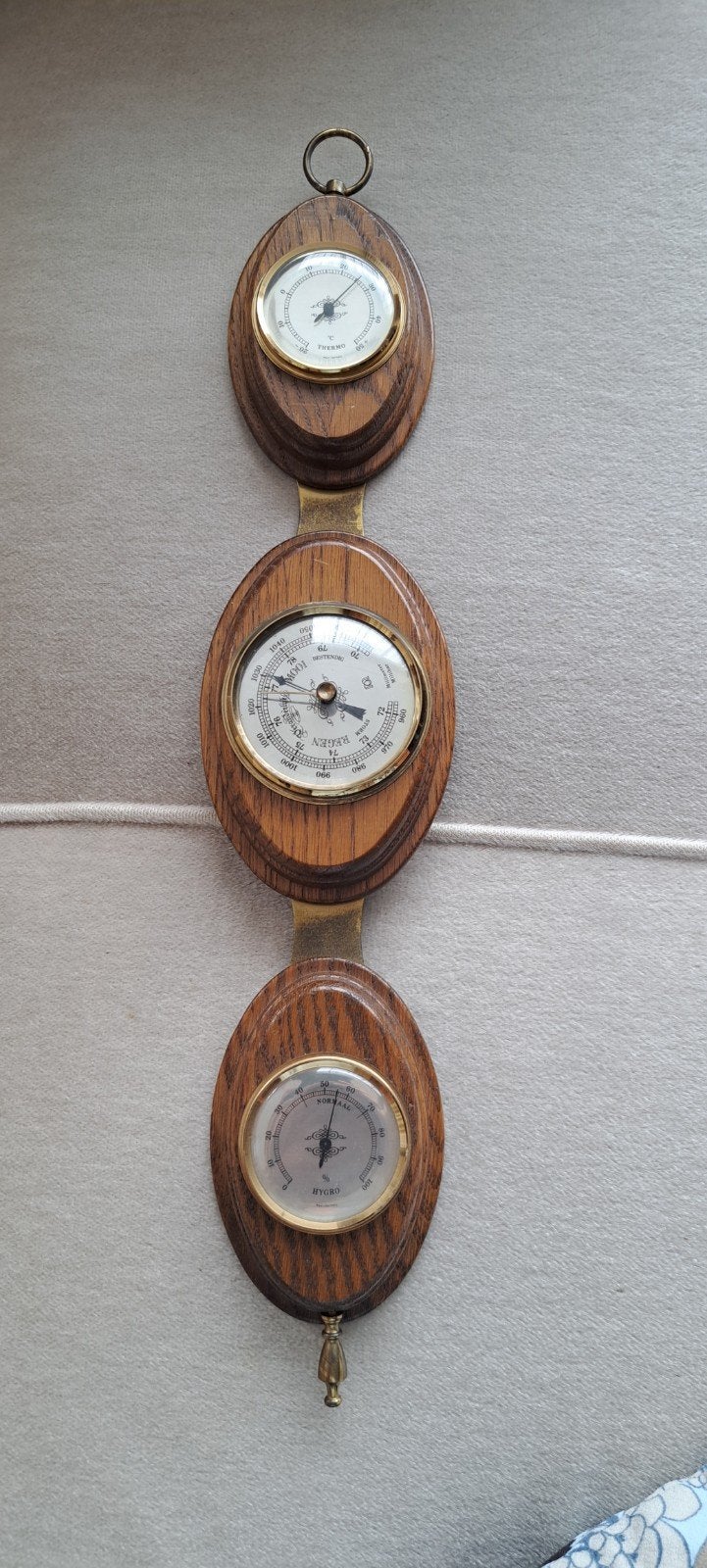 vintage houten weerstation barometer, Ophalen of Verzenden