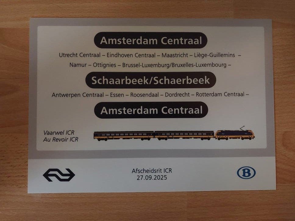 Koersbord NS NMBS afscheidsrit ICR, Ophalen of Verzenden, Nieuw, Overige typen