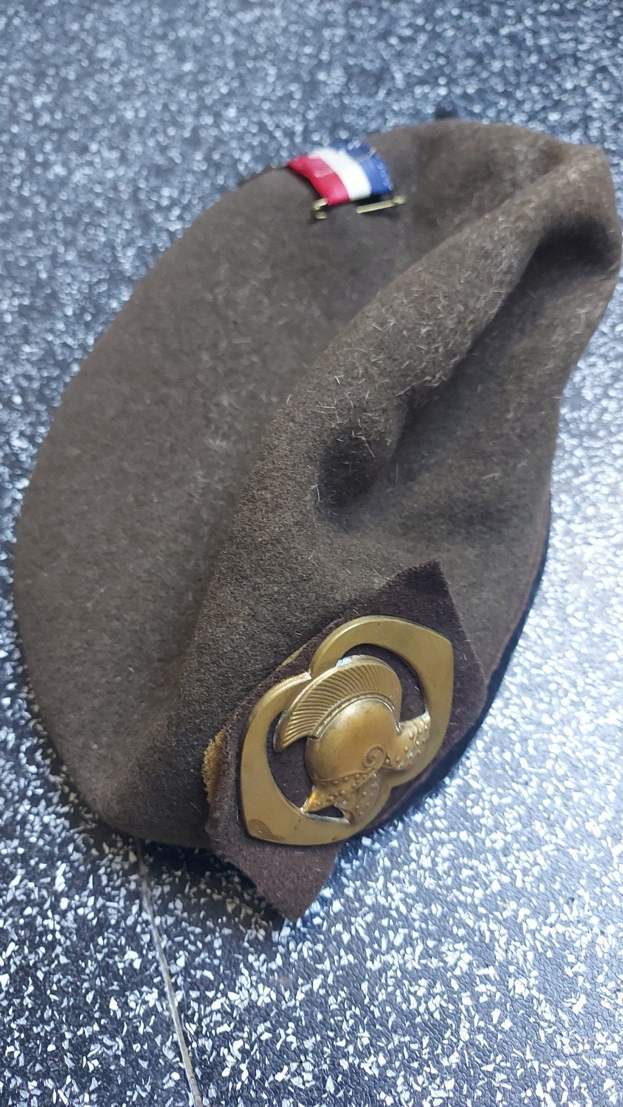 Vintage Baret met genie Embleem 1976, Ophalen of Verzenden, Landmacht, Overige gebieden, Helm of Baret