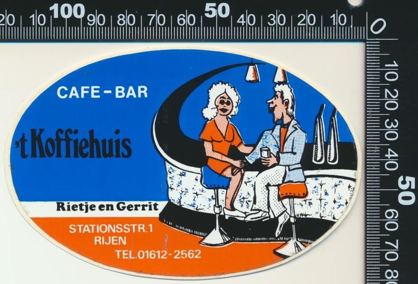 Sticker: Cafe Bar Het Koffiehuis - Rijen, Ophalen of Verzenden, Zo goed als nieuw, Bedrijf of Vereniging
