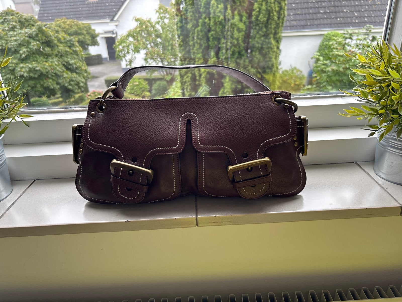Abro Dames Handtas - Donkerbruin Leer, Stoer & Gevoerd, Ophalen, Zo goed als nieuw, Bruin, Handtas