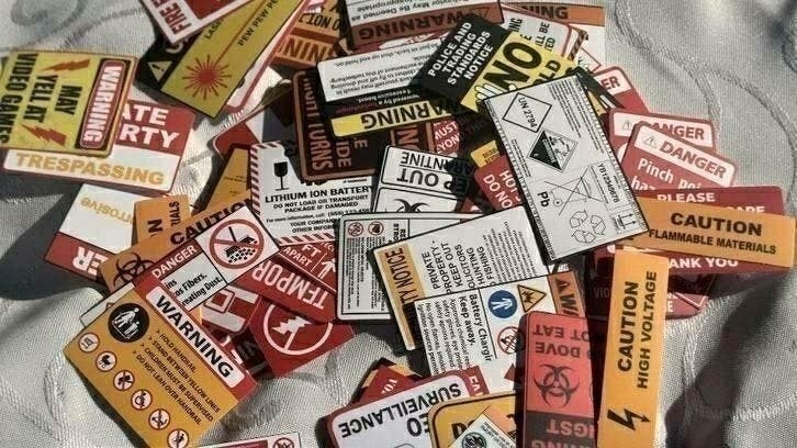 75 stuks Verbodsborden waarschuwingen stickers, Ophalen of Verzenden, Nieuw, Meerdere stickers