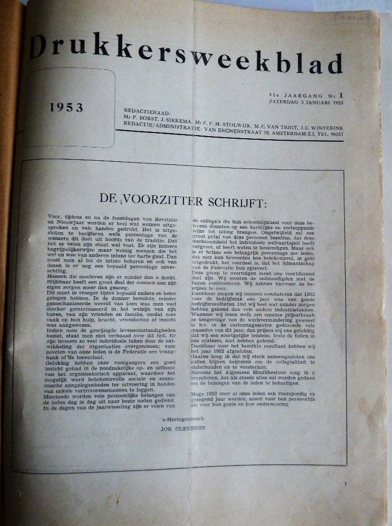 Drukkers Weekblad ingebonden 41e Jaargang 1953 compleet, Ophalen of Verzenden
