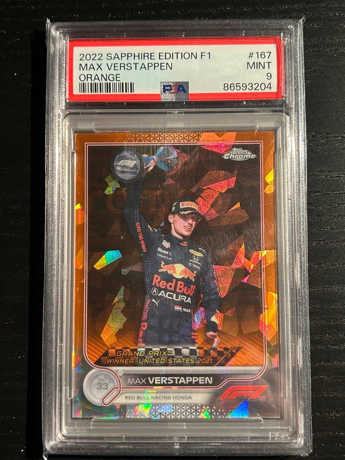 2022 Sapphire Edition F1 Max Verstappen Orange PSA 9, Ophalen of Verzenden, Nieuw, Formule 1