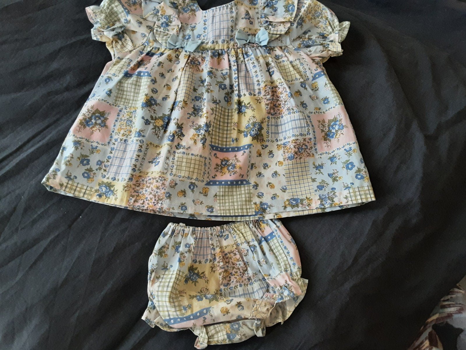 jurkje en broekje, patchwork - vintage look 74 - 80, Ophalen of Verzenden, Zo goed als nieuw, Meisje, Jurkje of Rokje
