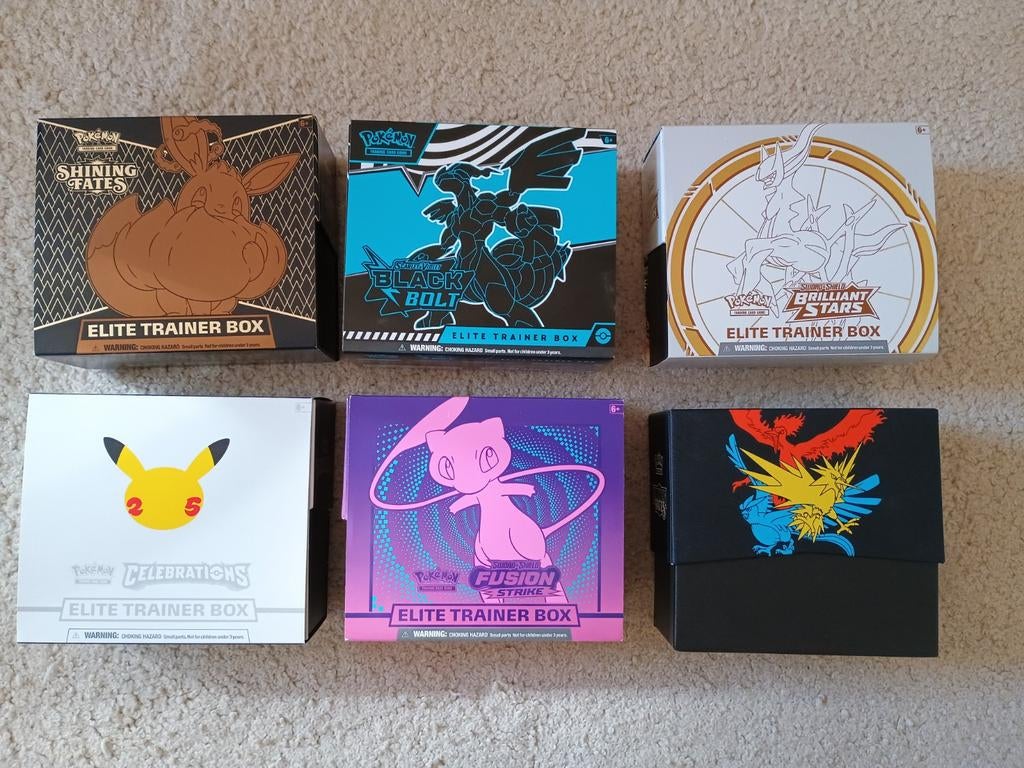 Diverse elite trainer boxen pokemon geopend, Ophalen of Verzenden, Gebruikt, Meerdere kaarten, Foil
