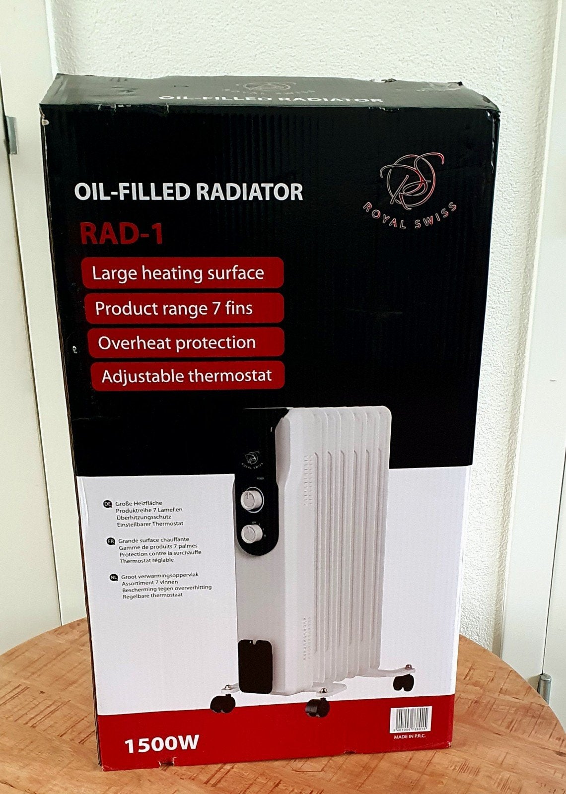 Olie Radiator 1500W – Elektrische Verwarming met 7 Ribben, Radiator, Nieuw, Ophalen of Verzenden, Royal Swiss