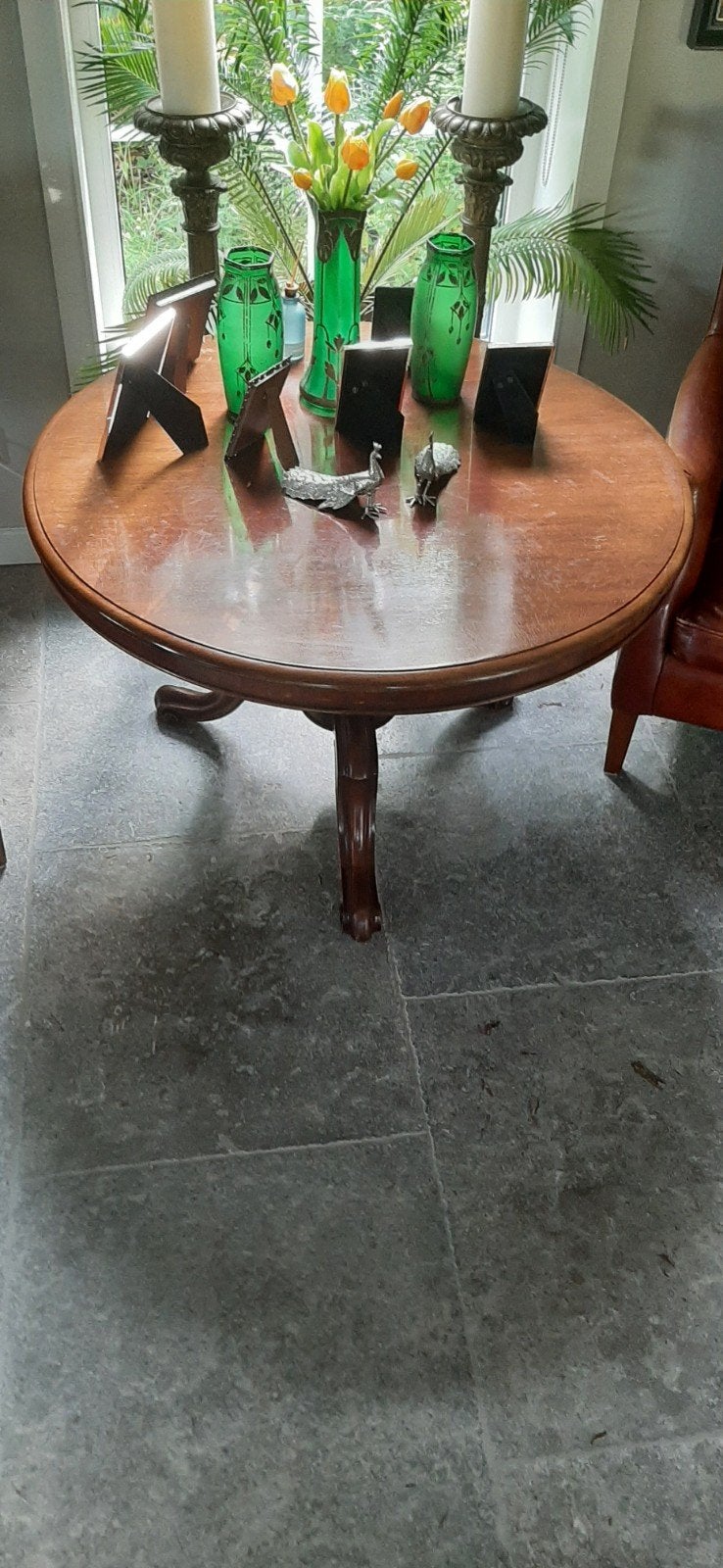 Ronde massief houten eettafel, klassieke stijl, Ophalen