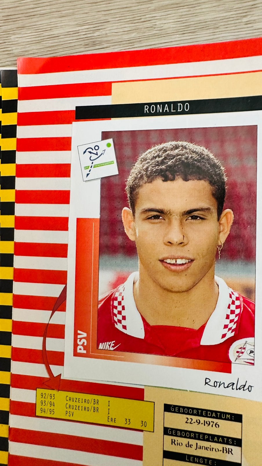 Panini Voetbal '96 album – zeldzame Ronaldo (PSV) sticker!, Ophalen of Verzenden, Zo goed als nieuw, PSV, Poster, Plaatje of Sticker