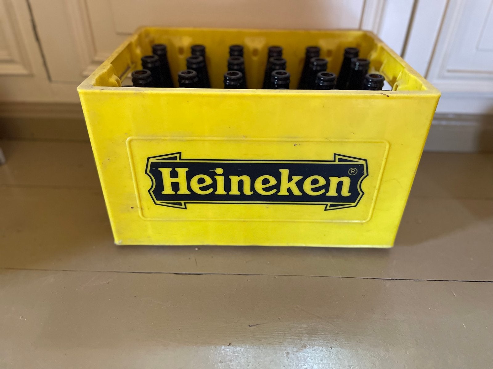 Heineken bierkrat met lege flessen, Ophalen, Gebruikt, Flesje(s), Heineken