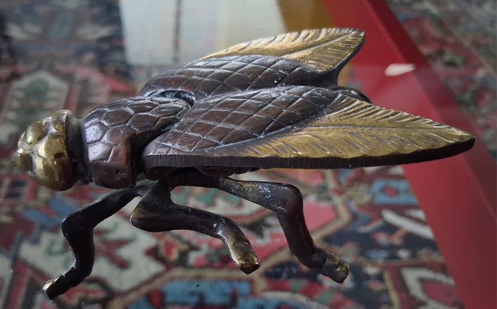Vintage retro bronzen vlieg asbak, Antiek en Kunst, Ophalen of Verzenden