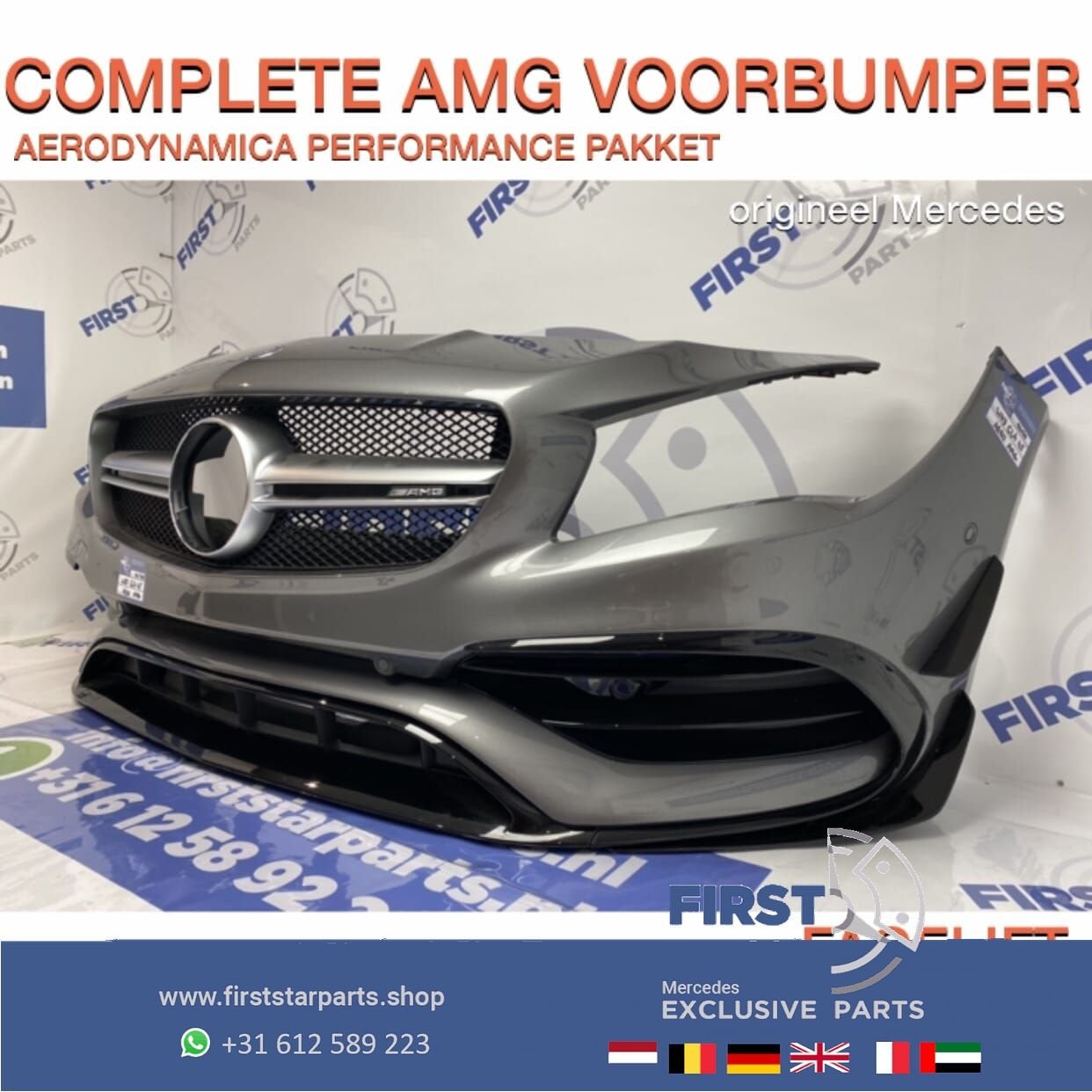 W117 C117 X117 CLA45 FACELIFT AMG VOORBUMPER GRIJS COMPLEET, Auto-onderdelen, Gebruikt, -, Voor, Ophalen of Verzenden