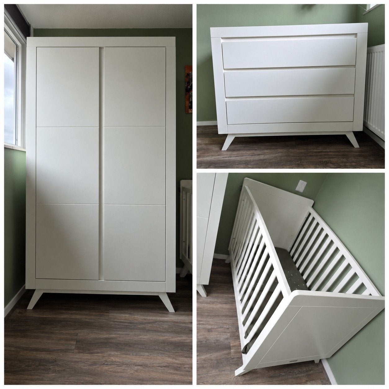 Complete Babykamer Bopita Anne: Ledikant, Commode en kast, Kinderen en Baby's, Gebruikt, 70 tot 85 cm, 140 tot 160 cm, Ophalen