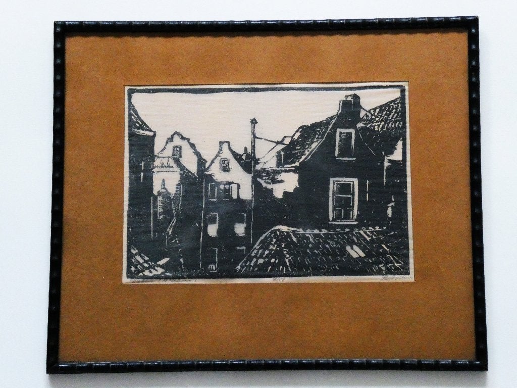 Houtsnede Daken van Amsterdam Gerard Wijdeveld ( 4 / 50 ), Antiek en Kunst, Met tekst, Stadsgezicht, Ophalen of Verzenden, Houtsnede