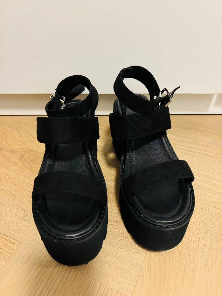 Women's Platform Chunky Heel Shoes  Black Size 37 Brand New, Zwart, Nieuw, Sandalen of Muiltjes, Ophalen of Verzenden