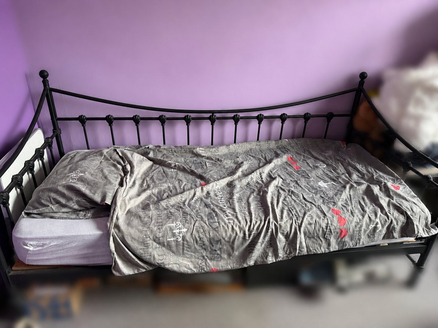 Gratis 1 persoon bed zonder matras, Huis en Inrichting, Ophalen, 90 cm, Eenpersoons, Wit