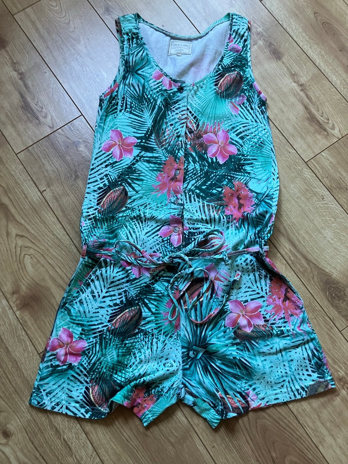 Zomerse Playsuit met Tropische Print - Maat S, Kleding | Dames, Ophalen of Verzenden, Zo goed als nieuw, Maat 36 (S), Groen