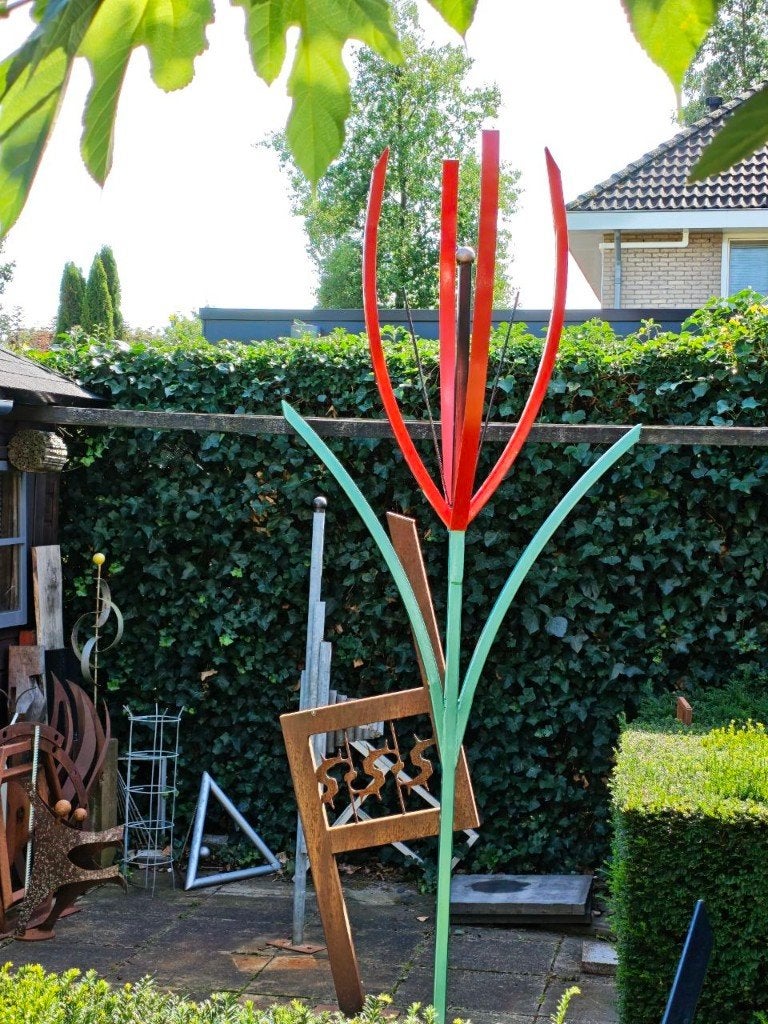 Kunstwerk Rode Tulp, Ophalen, Meerkleurig, Beeld, Handgemaakt