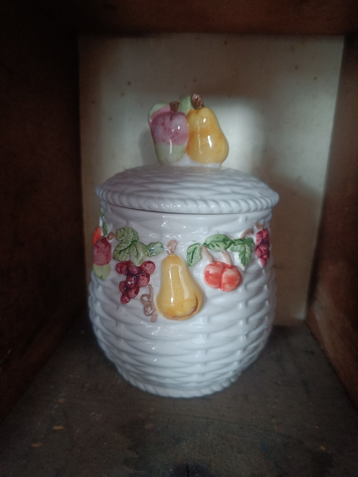 Jam potje met fruitmotief, Ophalen of Verzenden