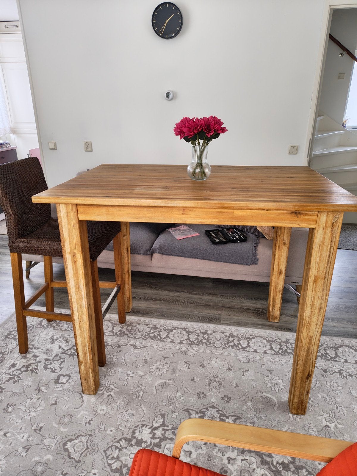 Hoge bar-stijl eettafel en 4 stoelen, Ophalen of Verzenden, Gebruikt