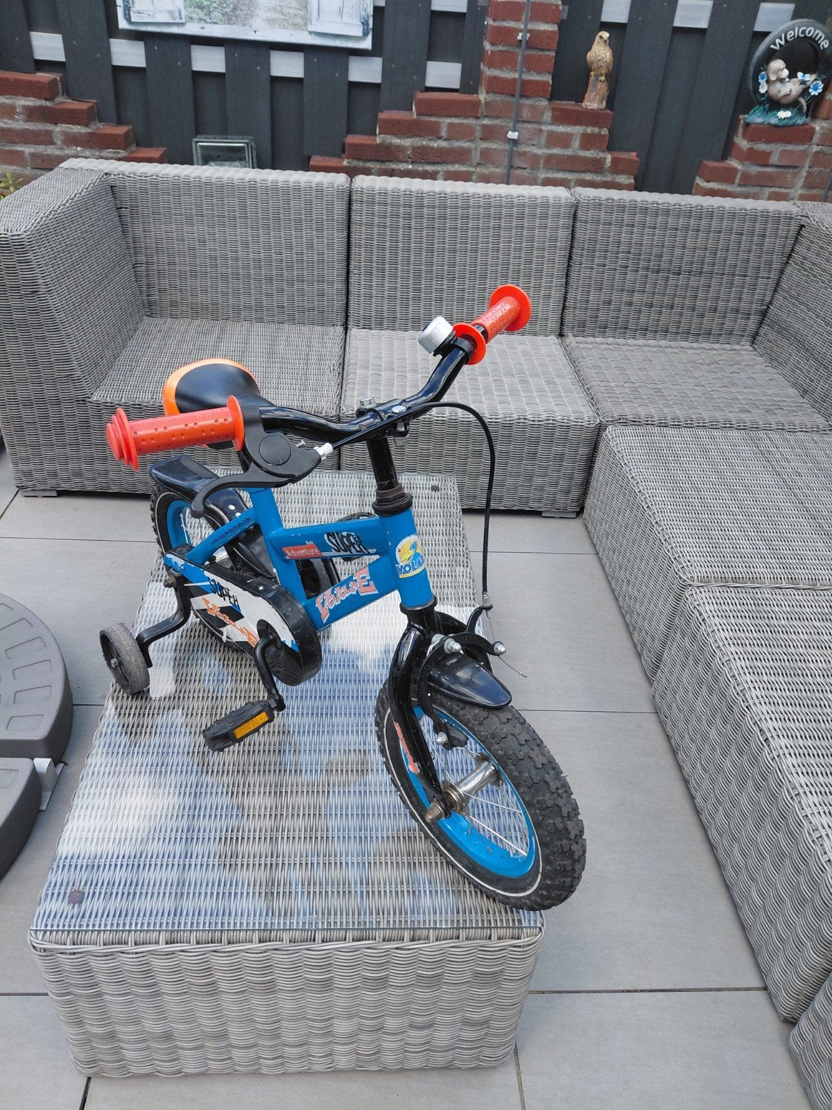 Kinderfiets 12 inch met zijwieltjes - Blauw, Ophalen, Zijwieltjes, Gebruikt, Minder dan 16 inch
