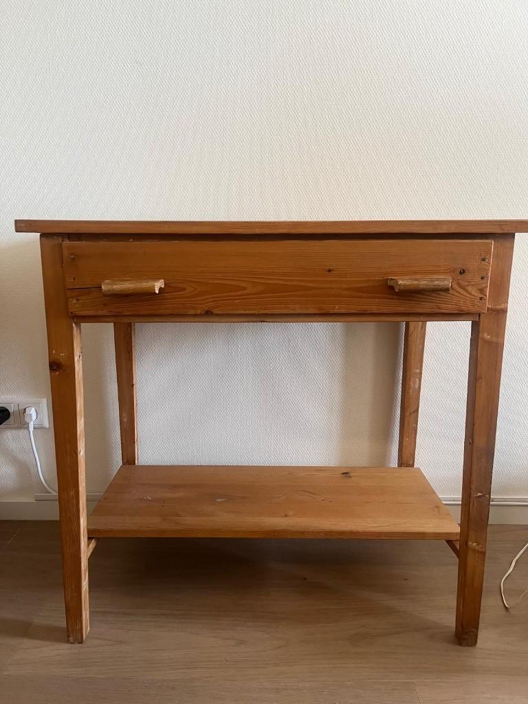 Antieke grenen sitetable, Ophalen, 50 tot 100 cm, Zo goed als nieuw, Antiek grenen