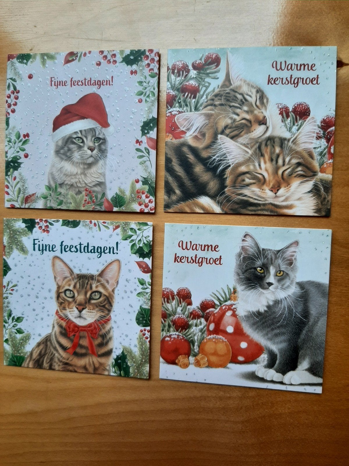40 Kerstkaarten Franciens katten, Verzenden, Nieuw
