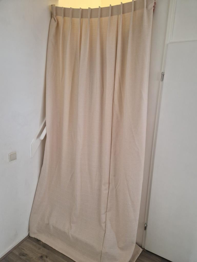 Gordijnen Linnen look beige/roze, Ophalen of Verzenden, Gebruikt, Beige