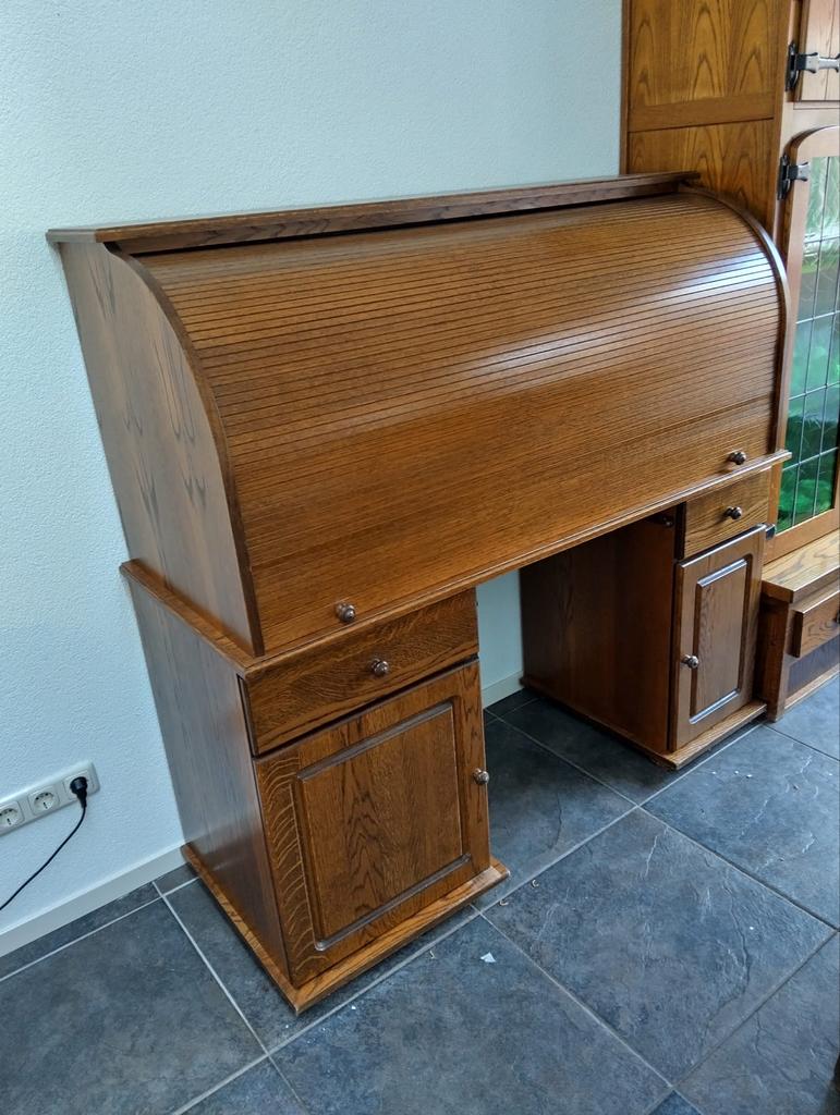 Antiek Eiken Roltop Bureau - Klassiek en Functioneel, Ophalen of Verzenden, Gebruikt