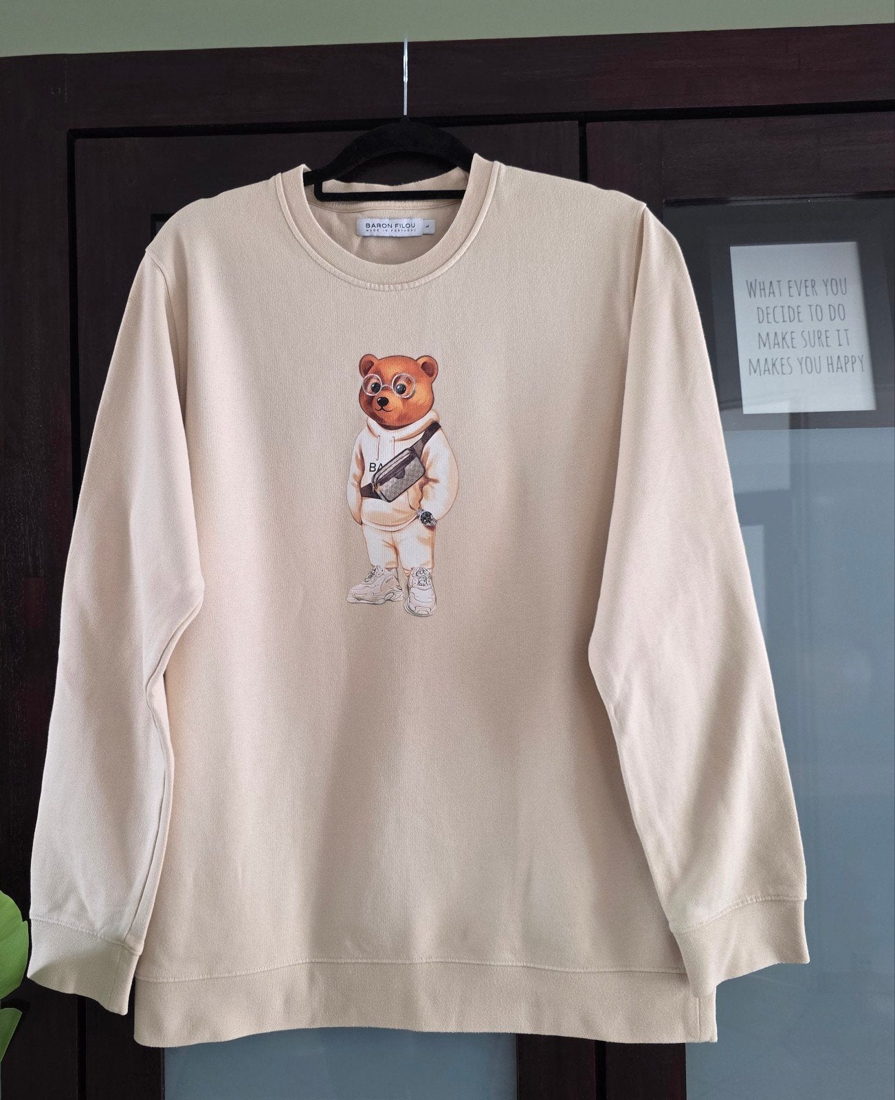 Baron Filou sweater met teddybeer print - Maat L, Maat 52/54 (L), Baron Filou, Beige, Ophalen of Verzenden