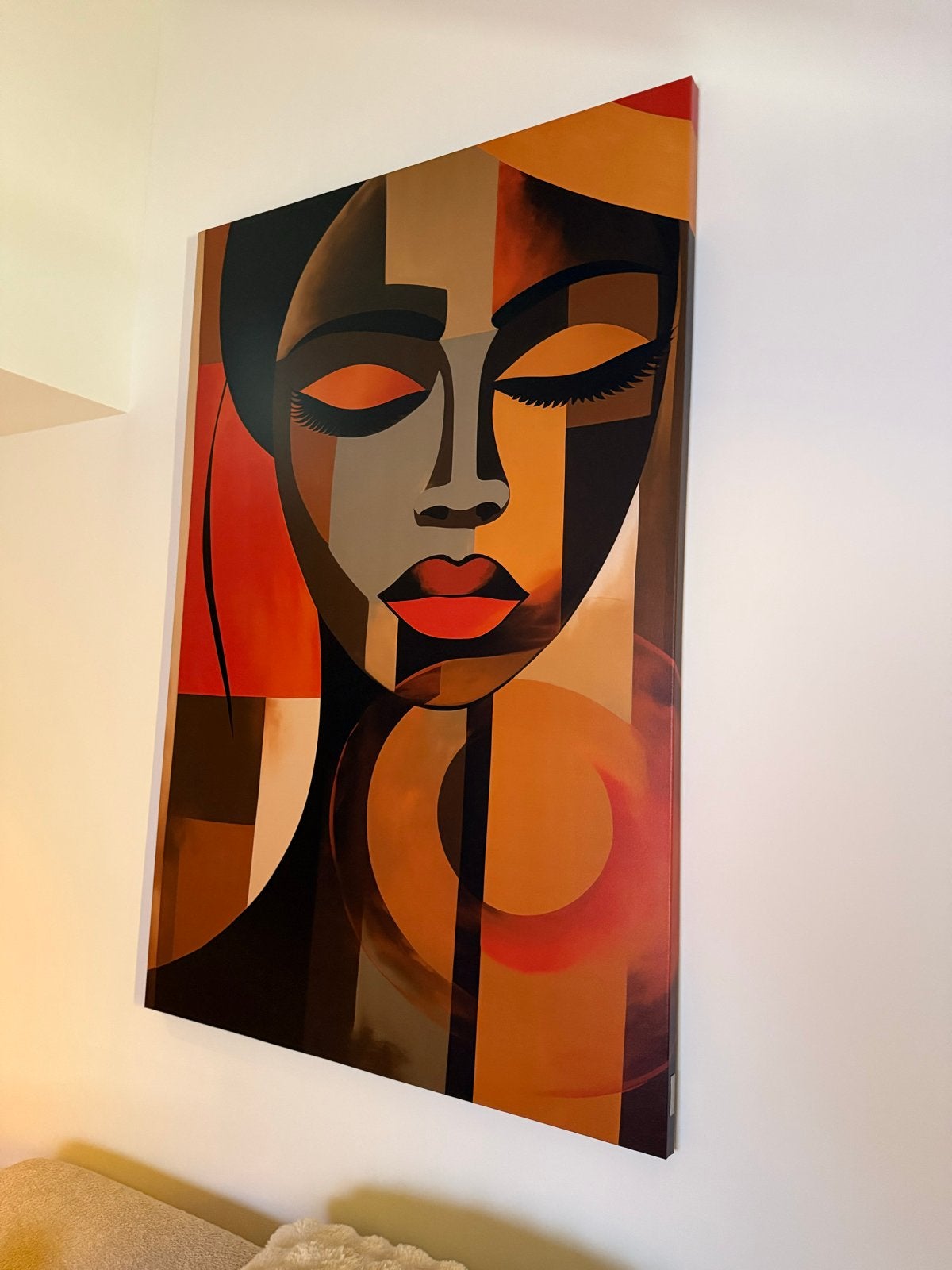 Canvas schilderij 'Harmonic Portrait' - Oranje veelkleurig, Ophalen of Verzenden, Print, Op houten frame, Portret
