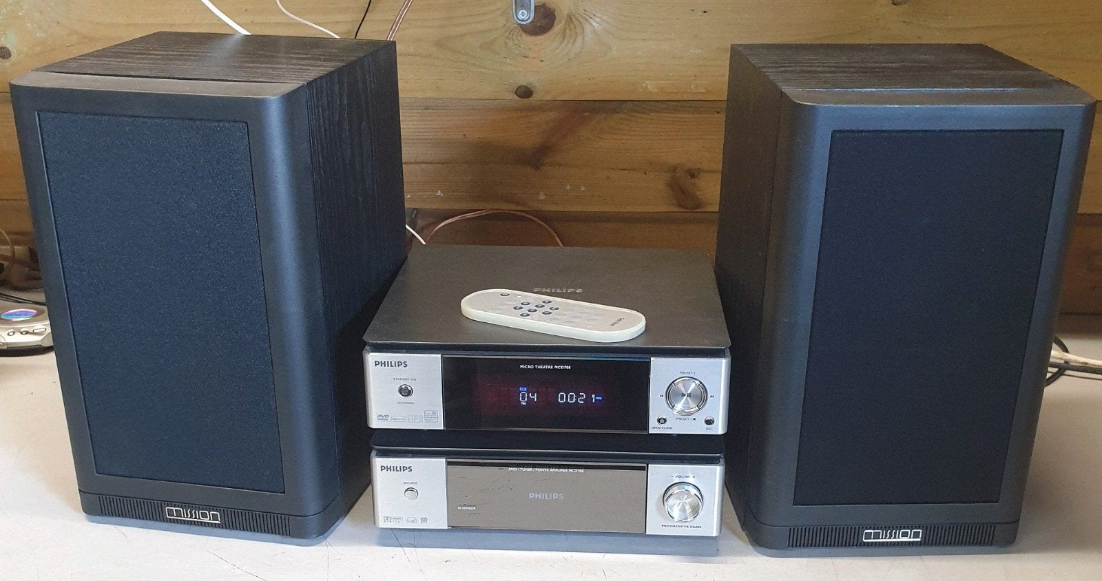 Philips stereo set mcd-708 + mission 760i speakers + remote, Ophalen of Verzenden