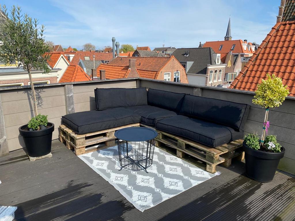 Zwarte palletkussens Karwei, Tuin en Terras, Tuinsets en Loungesets, Ophalen, Gebruikt, Overige materialen, Loungeset
