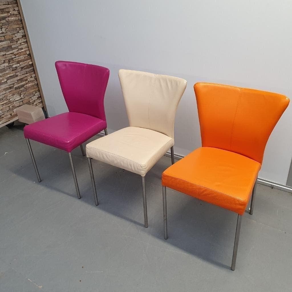 Lederen eetkamerstoel (gebruikerssporen) - div kleuren set 3, Ophalen, Gebruikt, Overige kleuren, Vijf, Zes of meer stoelen