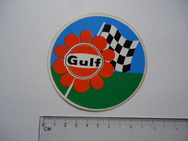 sticker oud GULF OIL raceflag finishvlag race autosport car, Verzamelen, Verzenden, Zo goed als nieuw, Bedrijf of Vereniging