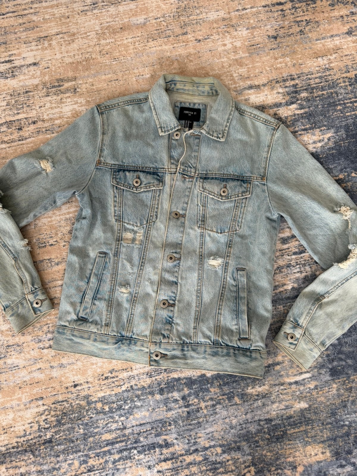 Forever 21 Unisex Classic Blue Vintage-Style Denim Jacket XS, Kleding | Heren, Ophalen of Verzenden, Gedragen, Maat 46 (S) of kleiner