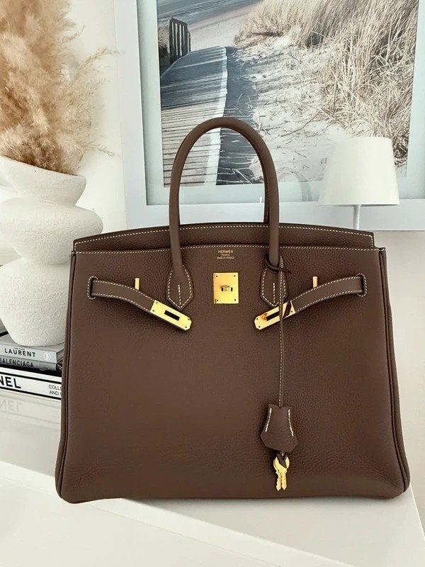 Hermes Birkin Handbag Gold, Ophalen of Verzenden, Zo goed als nieuw, Bruin, Handtas