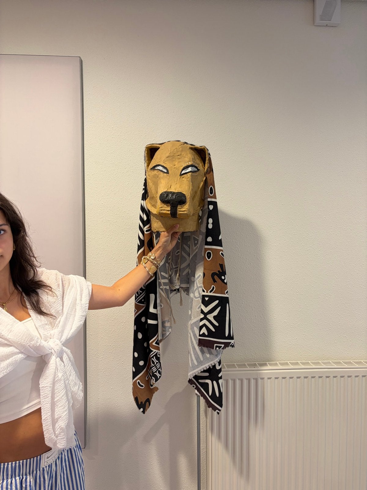 Sarabi Lion King Masker met Afrikaanse Print Sjaal, Antiek en Kunst, Ophalen of Verzenden