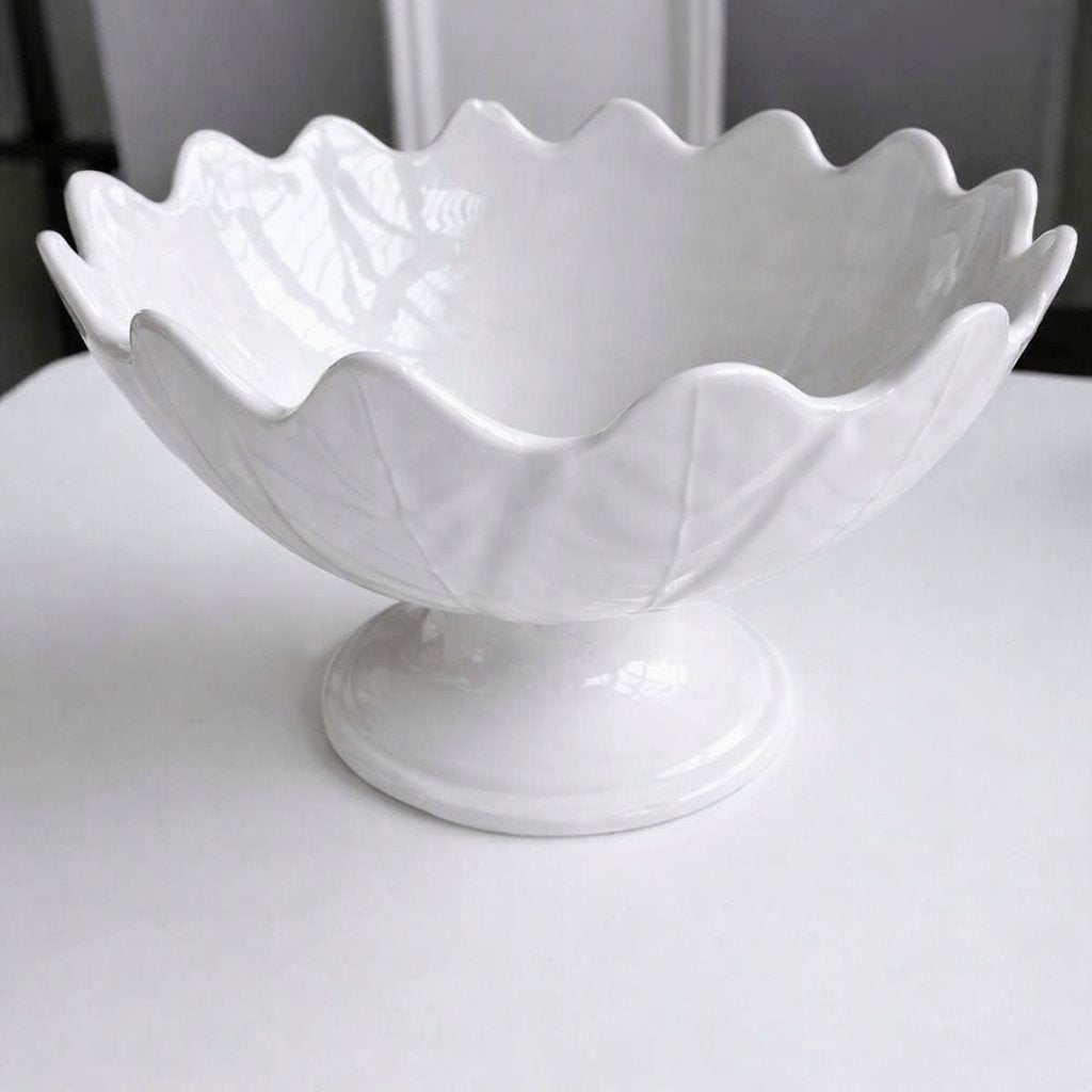 vintage Witte SECIA PORTUGAL keramische sokkelkom, Ophalen of Verzenden