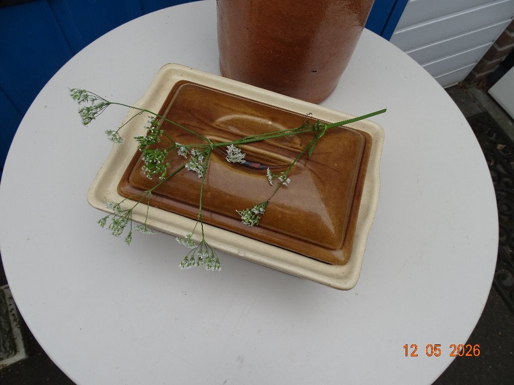 BROCANTE FRANSE PATÉVORM BRETAGNE- BRUIN MET DEKSEL-SALE, Antiek en Kunst, Curiosa en Brocante, Ophalen of Verzenden