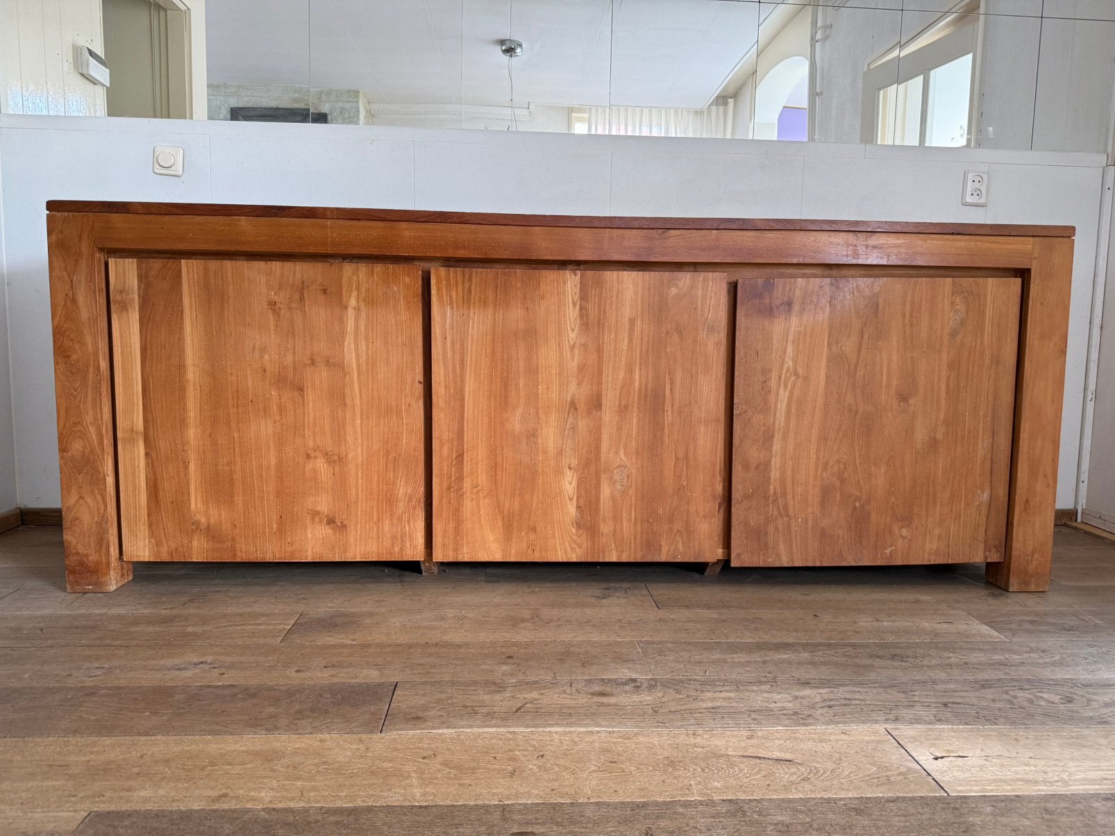 Massief teakhouten dressoir - 230 cm, Ophalen, Gebruikt, Teakhout, 200 cm of meer