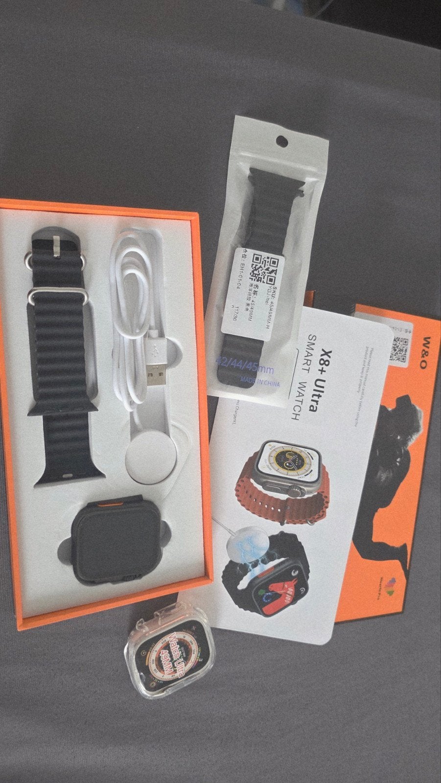 W&O X8+ Ultra Smartwatch - Nieuw in doos, Zwart, Ophalen of Verzenden, W&O, Android